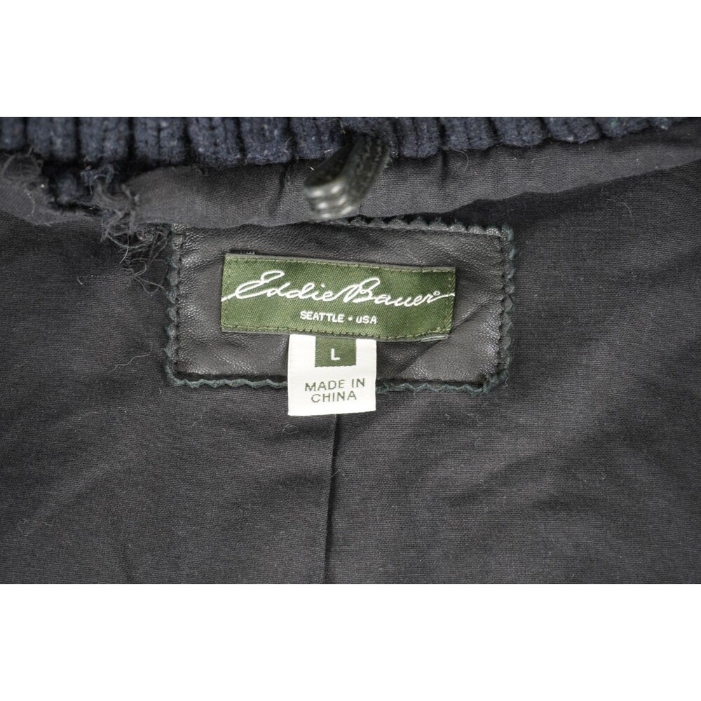 Vintage Eddie Bauer Soft Lamb Leather Full Zip Bomber Jacket Womens Large Black - Picture 8 of 14